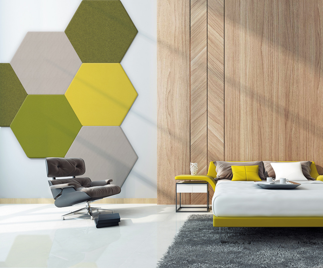 Panneau Acoustique Mural Hexagonal | DECOSOFT