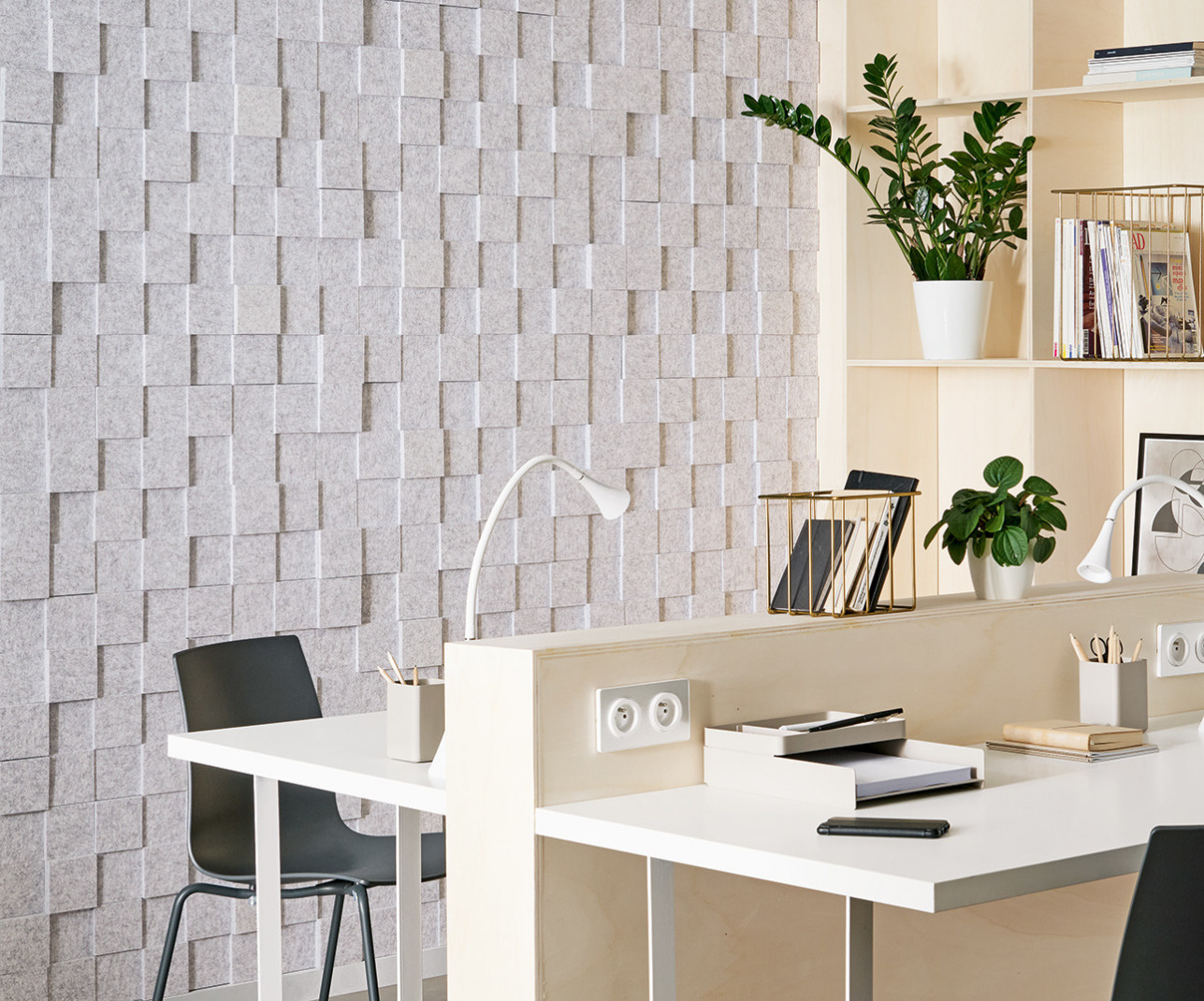 Panneau acoustique mural, absorbant et décoratif pour bureaux